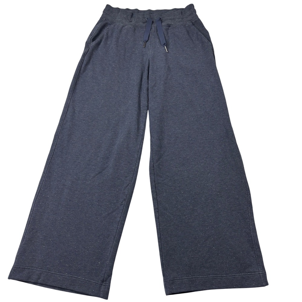 Athleta Balance Pant Womens Medium Navy Blue Heather Speckle Wide Leg Sweatpants - Picture 1 of 11